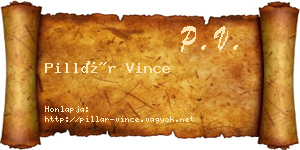 Pillár Vince névjegykártya